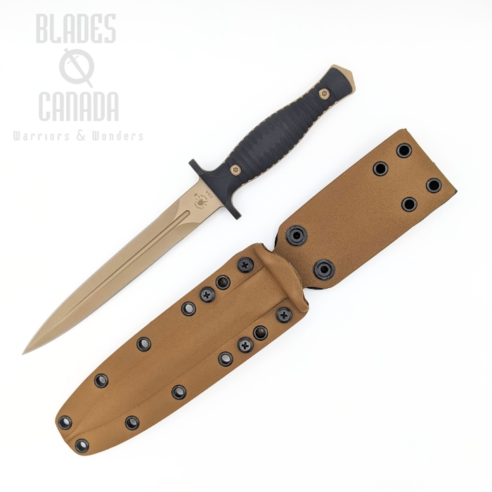 Spartan Blades George V-14 Dagger Knife, CPM MagnaCut FDE, G10 Black, Tan Kydex Sheath